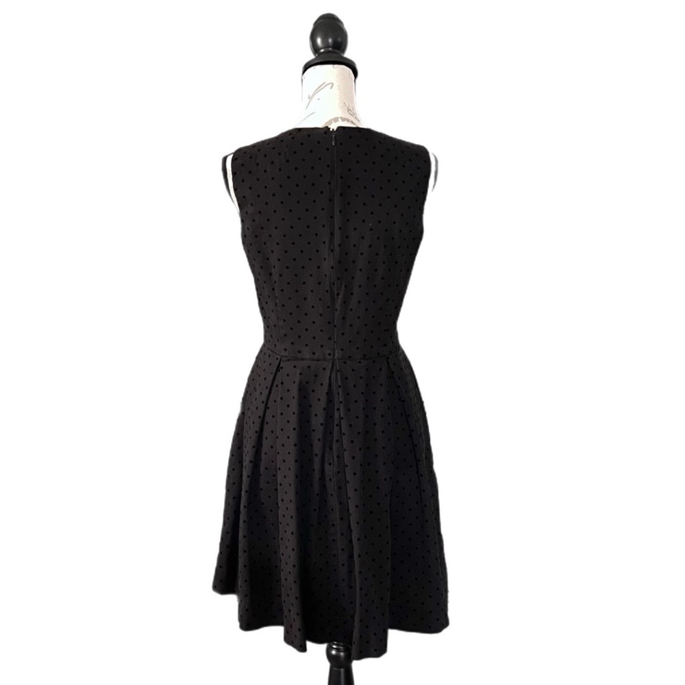EUC Gap Black Fit & Flare Dress with Raised Velvet Polka Dots - Picture 3 of 8